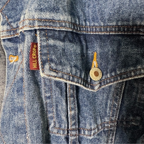 Hill Crop Japan Brand Vintage Trucker Denim Jacket Dark Blue Wash Size Medium - Picture 3 of 10
